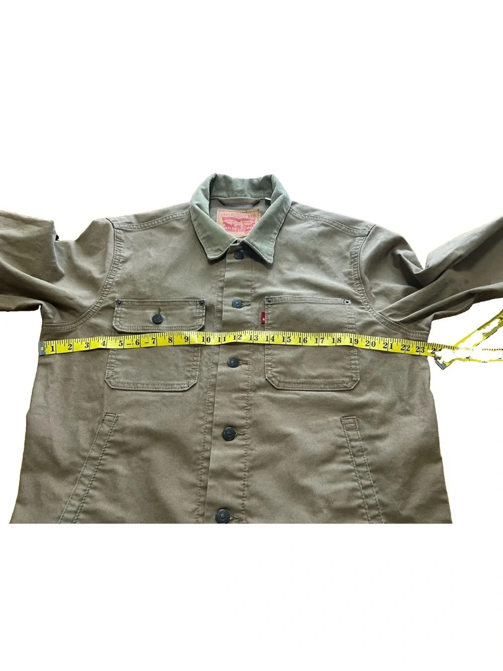 Levi’s Stock Trucker Jacket A0730-0006 Medium NWOT Tan Canvas Corduroy Collar - Picture 3 of 7